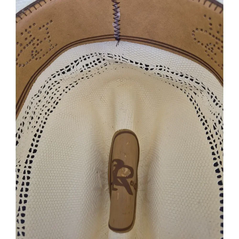 Resistol Denison Double RR Collection 7X Bangora Straw Cowboy Hat Beige